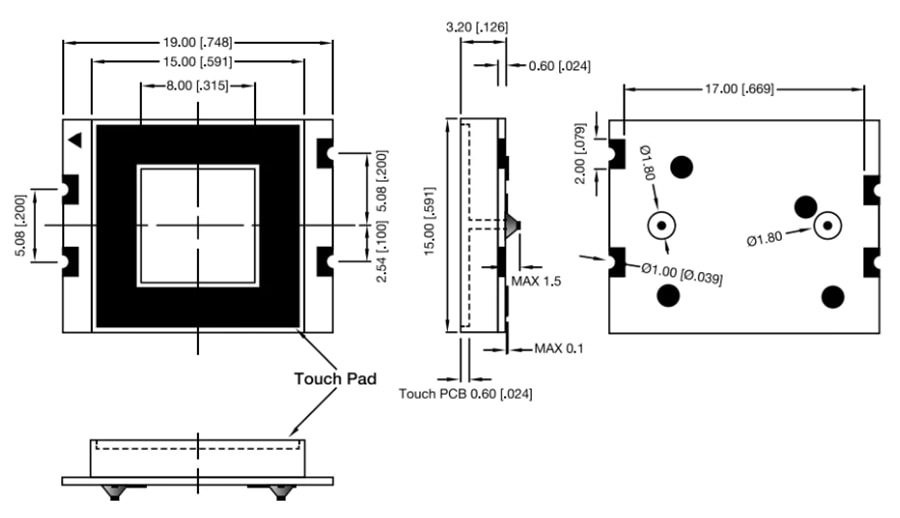 Mechanical Drawing - VCC CSM Capacitive Touch Sensor Displays