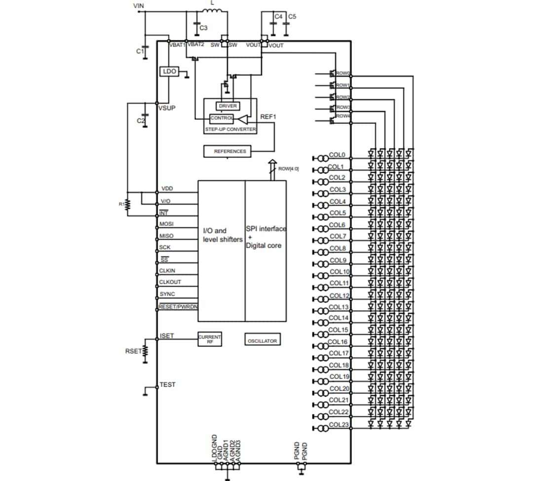 Application Circuit Diagram - STMicroelectronics STLED524 LED Display Driver