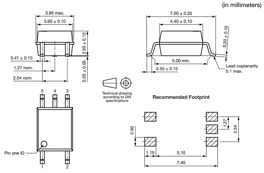 Mechanical Drawing - Vishay Semiconductors VOMHA43A Automotive High-Speed Couplers