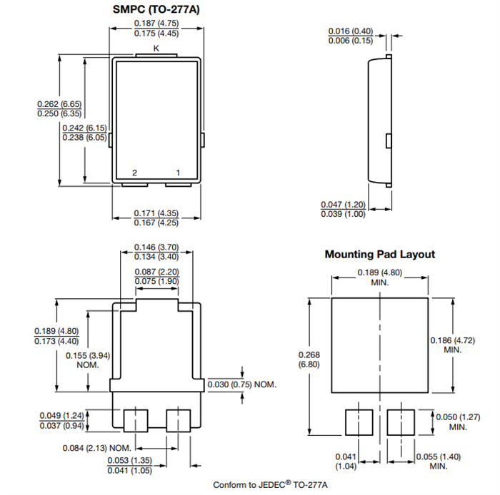 Mechanical Drawing - Vishay General Semiconductor High Current Density/Voltage Schottky Rectifiers