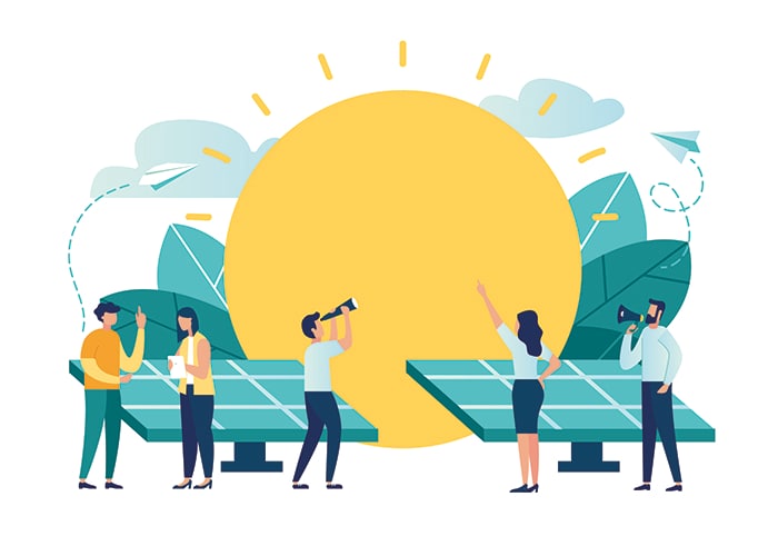 vector illustration. alternative renewable energy. solar energy, technological solar panels. schedule design environmental resource extraction vector