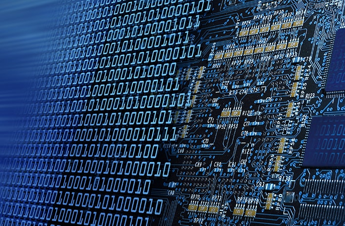 computer chip with binary overlaid